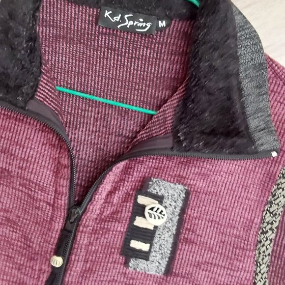K.D. Spring Purple/Black Multi Texture Embellished Zip Front Vest.   Size M - Picture 2 of 3